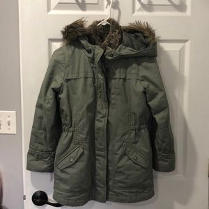 Gap kids fur lined parka Size L